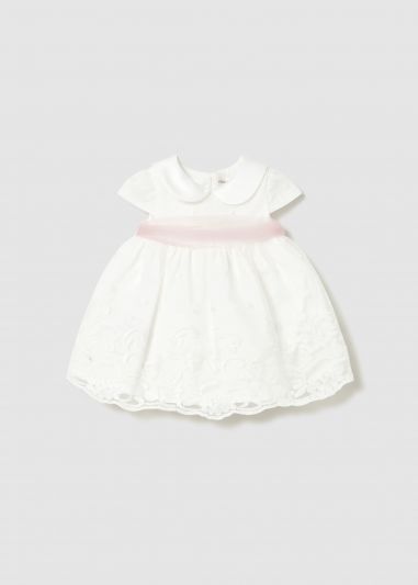 Abito manica corta elegante Newborn - panna
