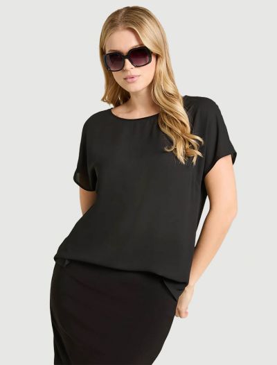 Camicia manica corta curvy Luisa Viola - nero
