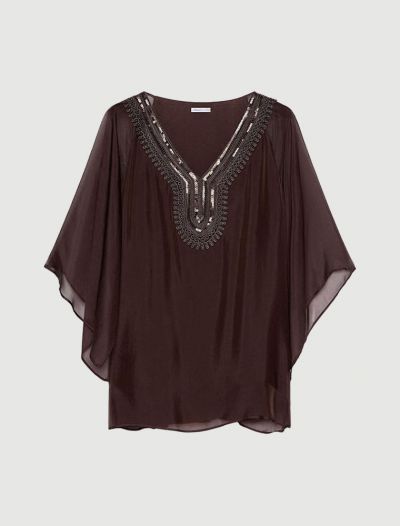 Camicia manica corta curvy Luisa Viola - moro