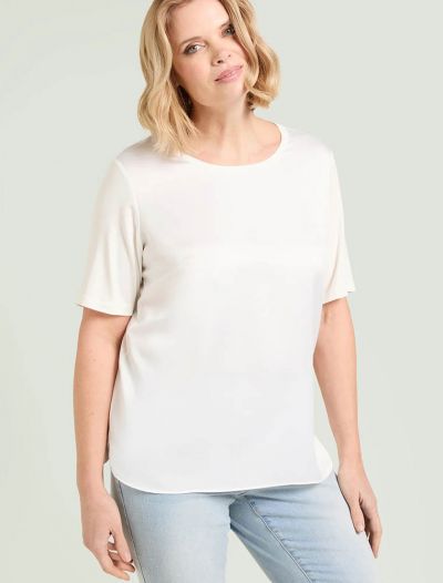 Camicia manica corta curvy Luisa Viola - latte
