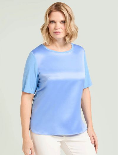 Camicia manica corta curvy Luisa Viola - light blu