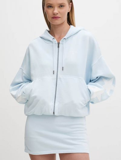 Maglia in felpa zip cappuccio Guess Jeans - azzurro