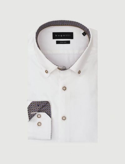 Camicia manica lunga casual Bugatti - bianco