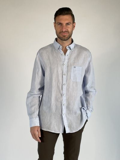 Camicia manica lunga lino Fynch-hatton - azzurro
