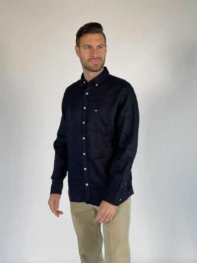 Camicia manica lunga lino Fynch-hatton - blu