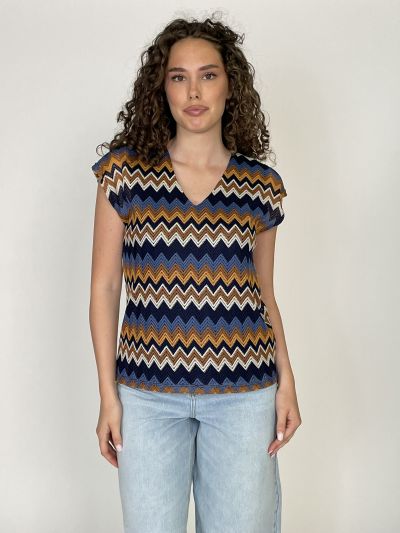 Maglia manica corta Artigli - blu marrone