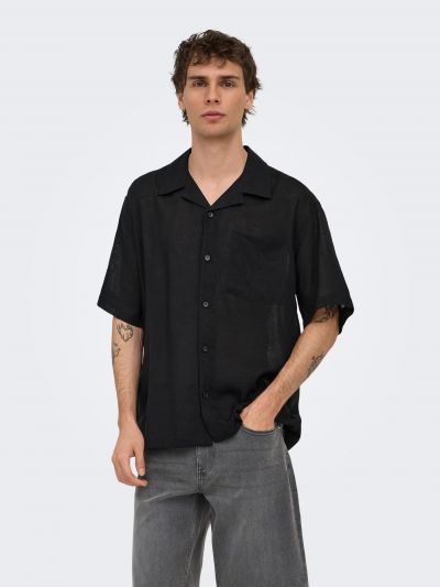 Camicia manica corta casual Only & Sons - nero