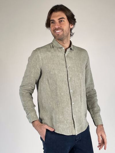 Camicia manica lunga lino Seinse - salvia