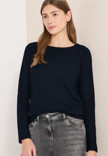 Maglia in felpa leggera. scollo a bar... - blu