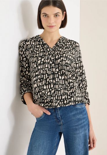 Blusa scollo a v con coulisse. manich... - kaki