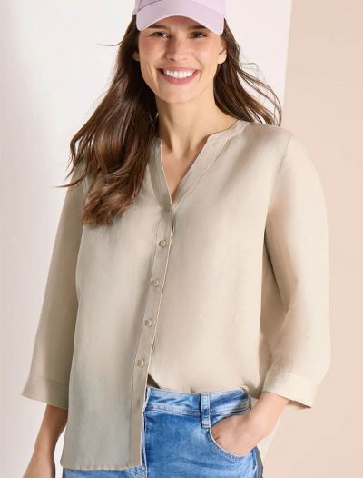 Camicia con maniche a tre quarti. sco... - beige