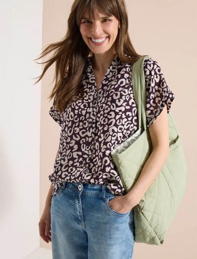 Camicetta manica corta con scollo a v... - burgundy
