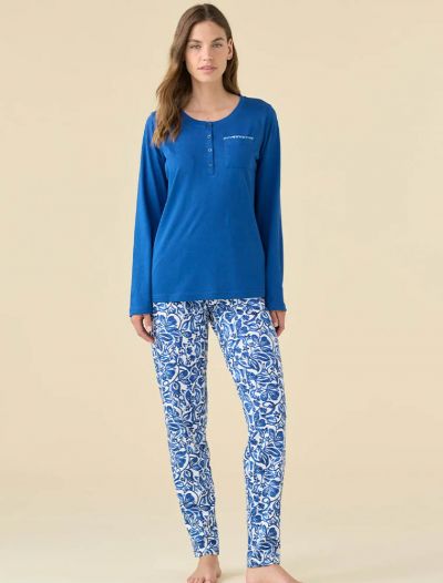 Pigiama lungo Noidinotte - bianco blu