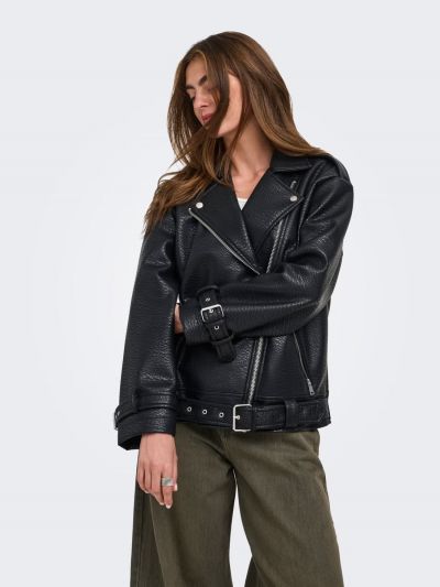 Giubbino ecopelle Only - black