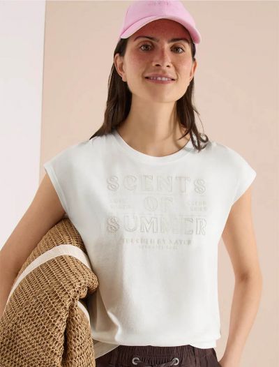 T-shirt manica corta Cecil - bianco