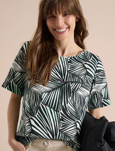 Blusa manica corta con scollo a barch... - verde