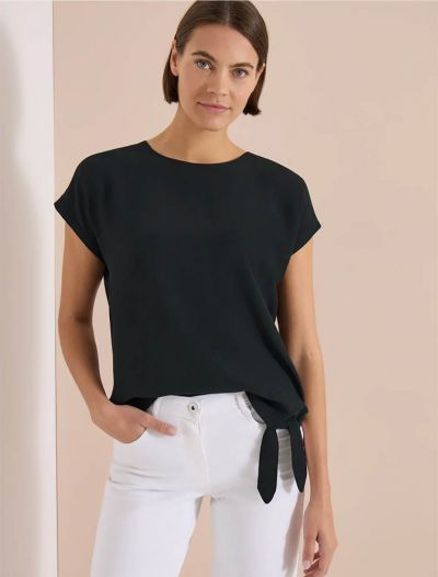 T-shirt con scollo a barchetta e dett... - verde