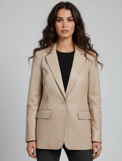 Giacca ecopelle Susy Mix - beige