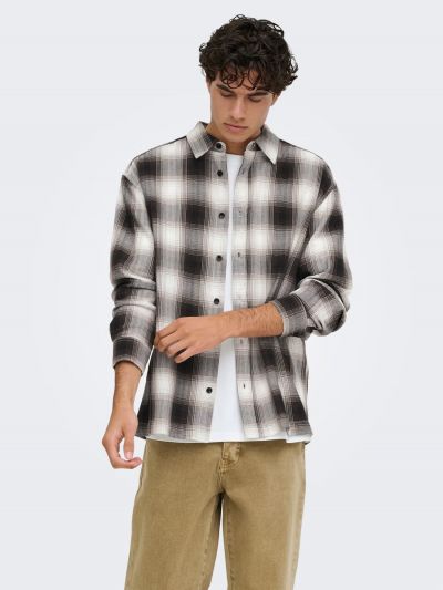 Camicia manica lunga casual Only & Sons - coffe