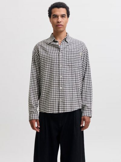 Camicia manica lunga flanella Jack & Jones - antique white