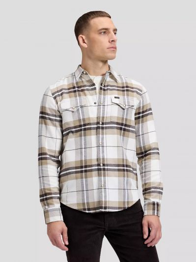 Camicia manica lunga flanella Lee - cioccolato