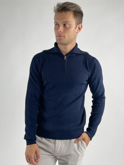 Lupetto zip Seinse - blu navy