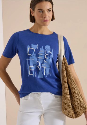 T-shirt manica corta curvy Cecil - bluette