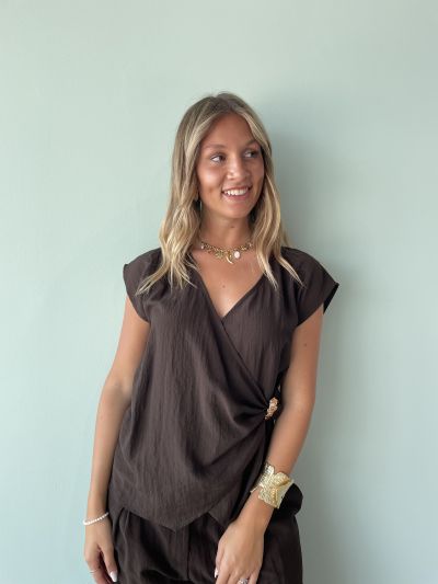 Camicia manica corta Rinascimento - cioccolato