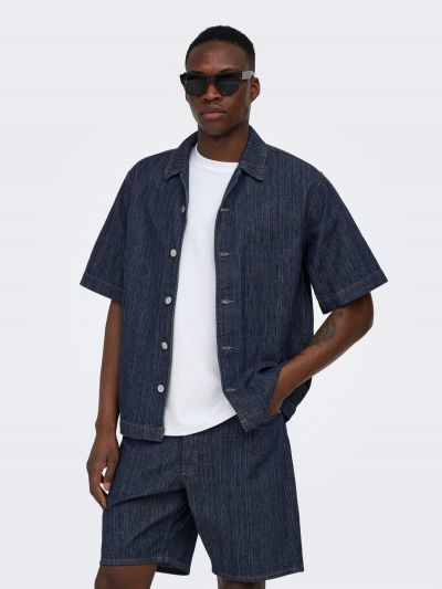 Camicia manica corta Only & Sons - dark blue