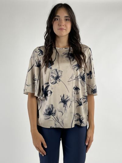 Camicia manica corta Rinascimento Curvy - blu navy